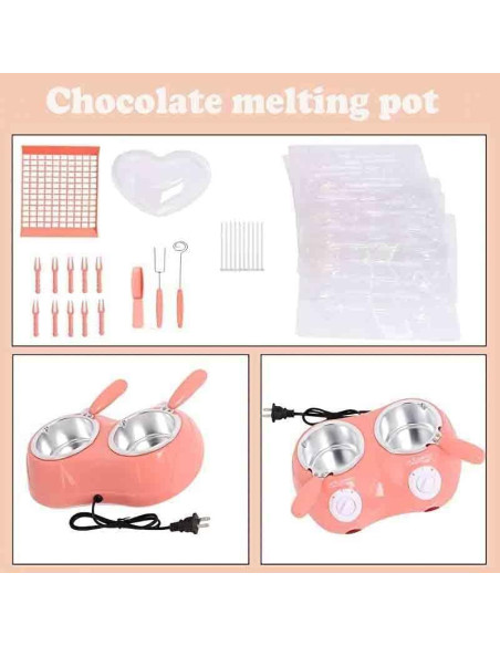 Olla Fondue Eléctrica Mini Rosa para Chocolate y Mantequilla