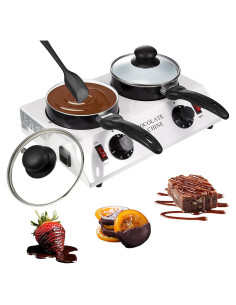 Calentador de Chocolate ROCEEI Doble Olla 35x23 cm con Espátula