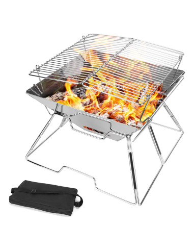 Parrilla Plegable Odoland 31x31 cm Acero Inoxidable Camping