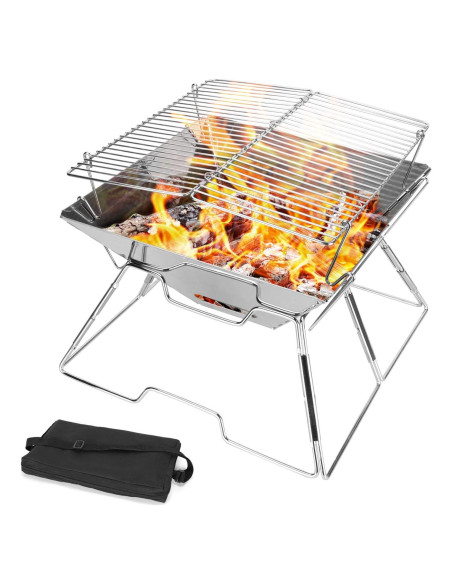 Parrilla Plegable Odoland 31x31 cm Acero Inoxidable Camping