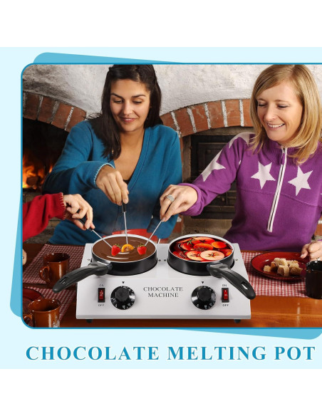 Calentador de Chocolate ROCEEI Doble Olla 35x23 cm con Espátula