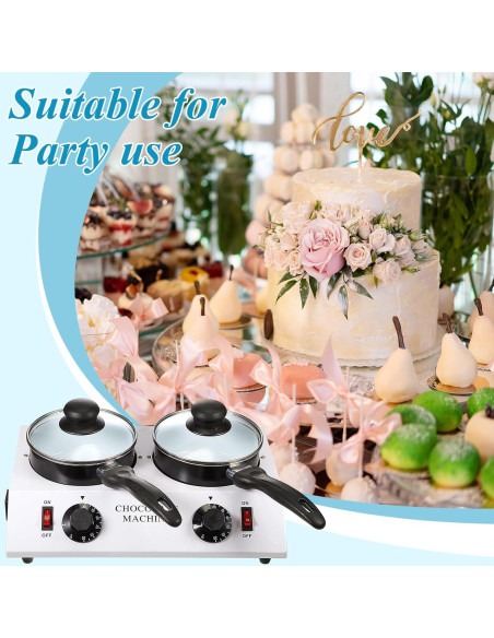 Calentador de Chocolate ROCEEI Doble Olla 35x23 cm con Espátula