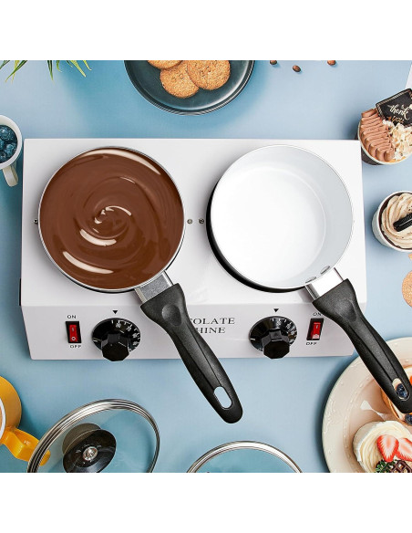 Calentador de Chocolate ROCEEI Doble Olla 35x23 cm con Espátula