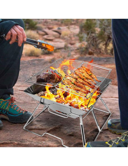 Parrilla Plegable Odoland 31x31 cm Acero Inoxidable Camping