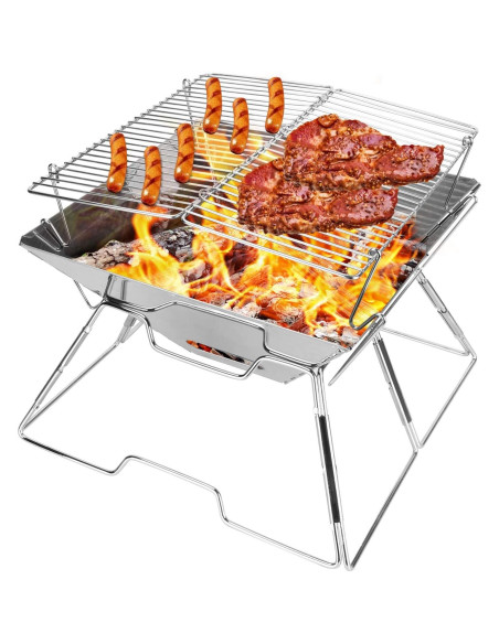 Parrilla Plegable Odoland 31x31 cm Acero Inoxidable Camping
