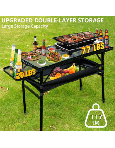 Mesa de Parrilla Plegable Thallike con 2 Paneles Laterales 2