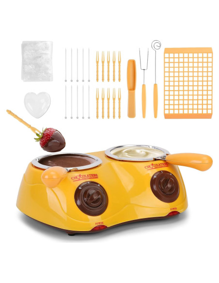 Fondue Eléctrica Outamateur Doble Olla 500 ml Amarillo