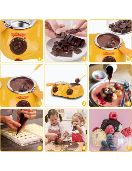 Fondue Eléctrica Outamateur Doble Olla 500 ml Amarillo