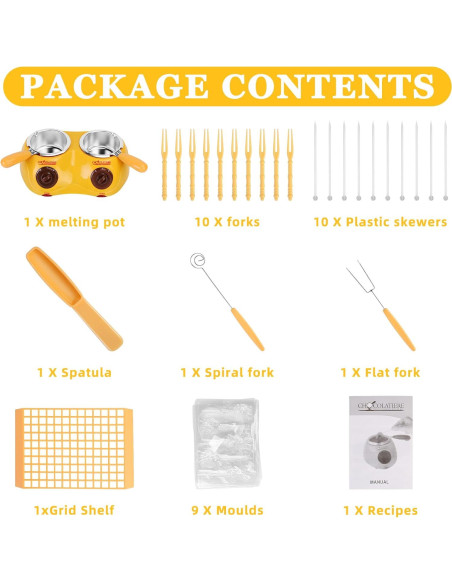 Fondue Eléctrica Outamateur Doble Olla 500 ml Amarillo