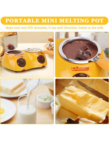 Fondue Eléctrica Outamateur Doble Olla 500 ml Amarillo