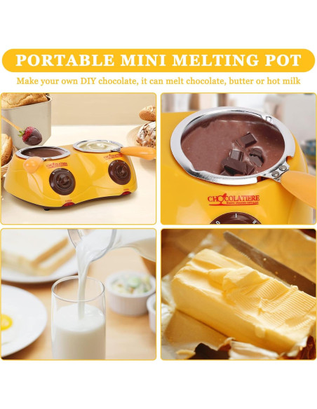 Fondue Eléctrica Outamateur Doble Olla 500 ml Amarillo