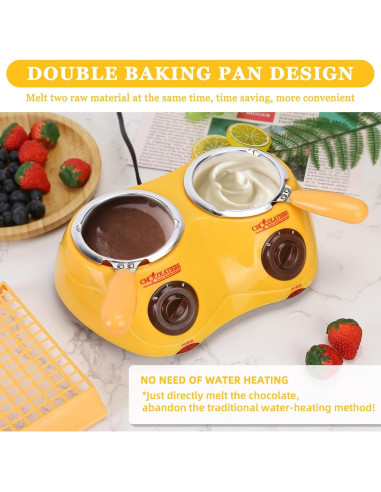 Fondue Eléctrica Outamateur Doble Olla 500 ml Amarillo