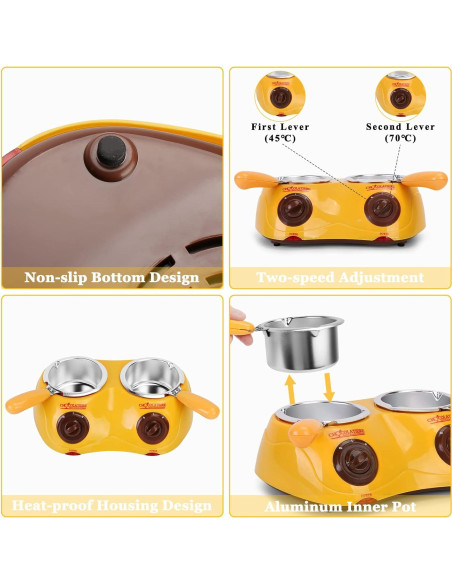 Fondue Eléctrica Outamateur Doble Olla 500 ml Amarillo
