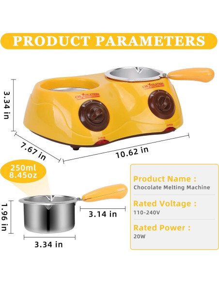 Fondue Eléctrica Outamateur Doble Olla 500 ml Amarillo