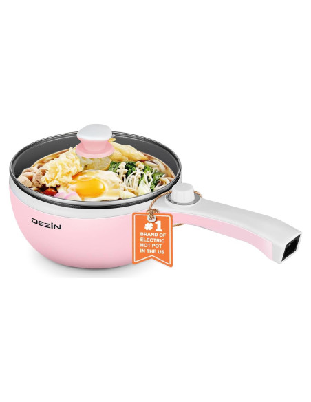 Olla Eléctrica Dezin 1.5L Antiadherente Rosa para Fideos Olla Eléctrica Dezin 1.5L Antiadherente Rosa para Fideos