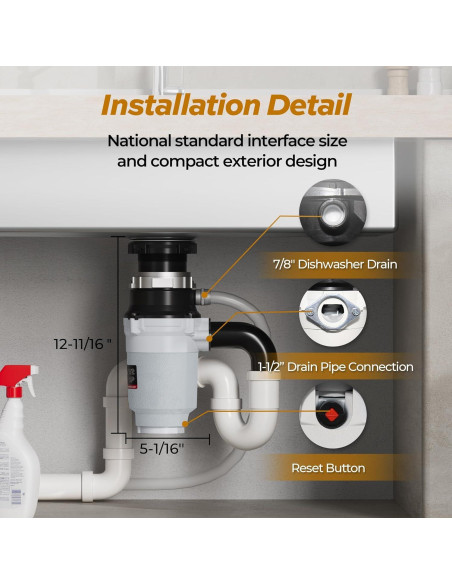 Triturador de Basura TECASA 0.5 HP Acero Inoxidable