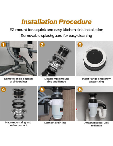 Triturador de Basura TECASA 0.5 HP Acero Inoxidable