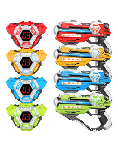 Juego de Laser Tag IVOXEX Set de 4 Pistolas y Chalecos