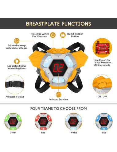 Juego de Laser Tag IVOXEX Set de 4 Pistolas y Chalecos