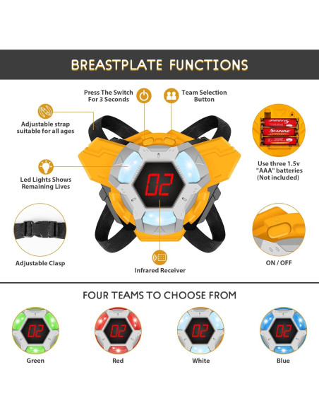 Juego de Laser Tag IVOXEX Set de 4 Pistolas y Chalecos Juego de Laser Tag IVOXEX Set de 4 Pistolas y Chalecos