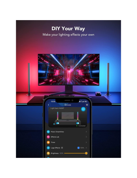Barras de Luz Gaming Govee H6047 RGBIC con Controlador