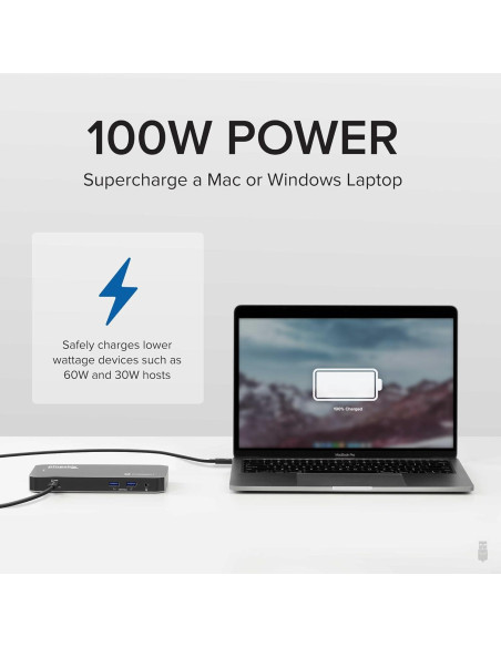 Dock Thunderbolt Plugable TBT3-UDC3 40Gbps 100W Dual HDMI