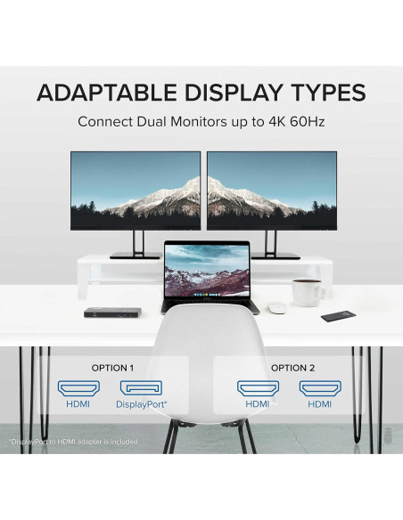 Dock Thunderbolt Plugable TBT3-UDC3 40Gbps 100W Dual HDMI