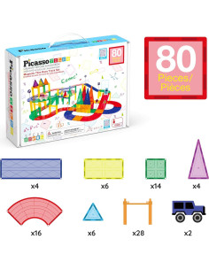 PicassoTiles Juego de Bloques Magnéticos 80 Piezas STEM 2