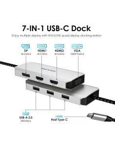 Adaptador USB C a Doble HDMI 4K 60Hz Winstars 7-en-1 2