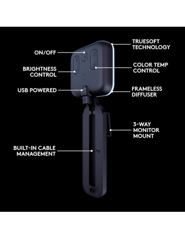 Luz LED Logitech Litra Glow para Streaming con TrueSoft