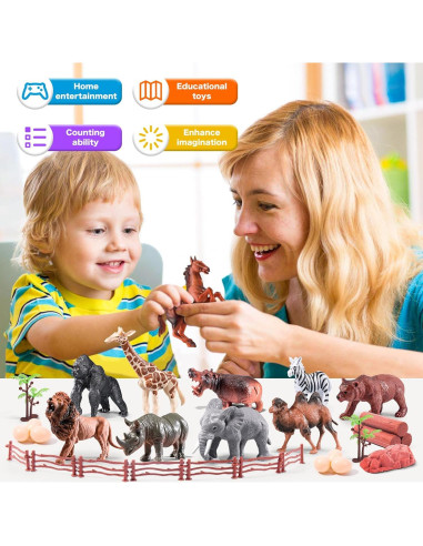 41 Piezas Figuras de Animales de Safari RISUNTOY Juguetes Educativos