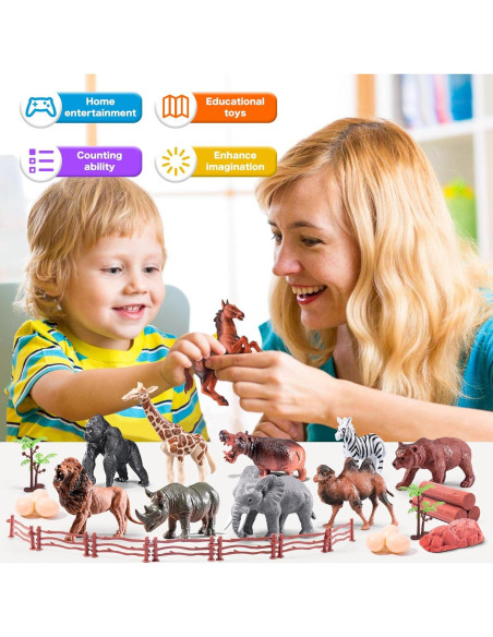 41 Piezas Figuras de Animales de Safari RISUNTOY Juguetes Educativos