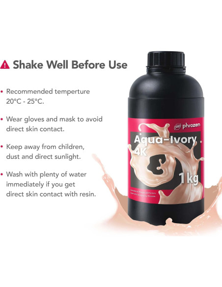 Resina 3D Phrozen Aqua-Ivory 4K 1KG, Alta Precisión Resina 3D Phrozen Aqua-Ivory 4K 1KG, Alta Precisión