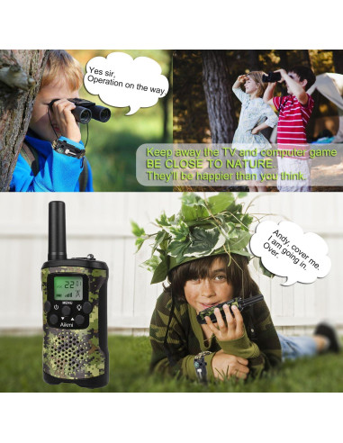 Walkie Talkies Niños Aikmi 22 Canales 4,83 km Camo Verde