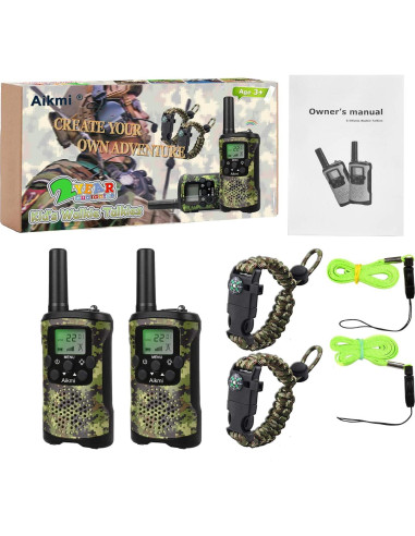 Walkie Talkies Niños Aikmi 22 Canales 4,83 km Camo Verde