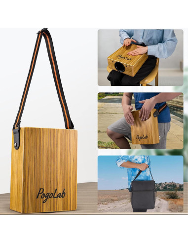 Cajón de viaje POGOLAB de madera con correa y bolsa