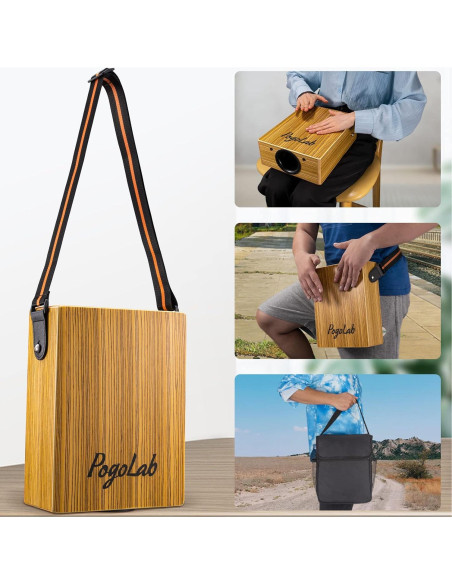 Cajón de viaje POGOLAB de madera con correa y bolsa