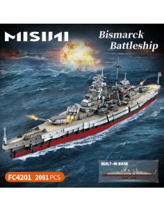 MISINI Technik Barco de Guerra Bismarck 2081 Piezas 75x11x18cm 2