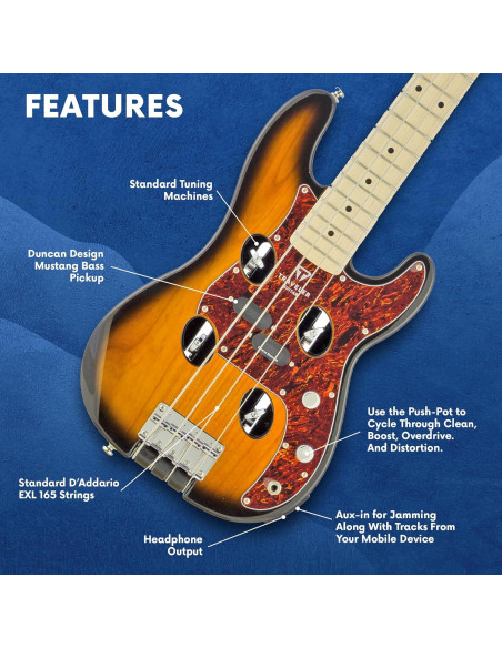 Guitarra Bajo de Viaje Traveler TB-4P Sunburst 32"