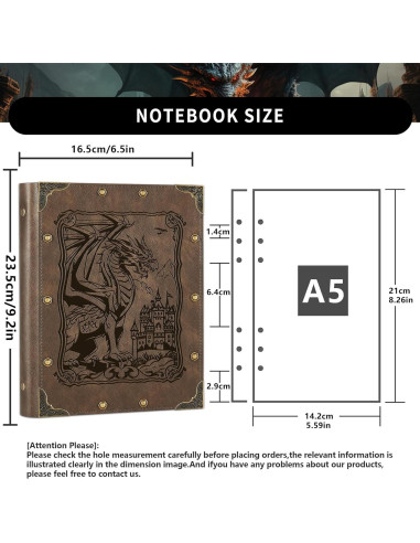 Cuaderno DND DUROTAN A5 400 Páginas Cuero Dragón