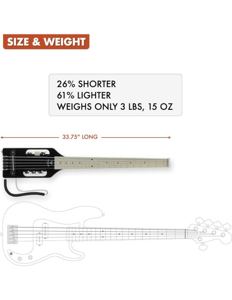 Bajo de 5 Cuerdas Traveler Guitar Ultra-Ligero Gloss Black