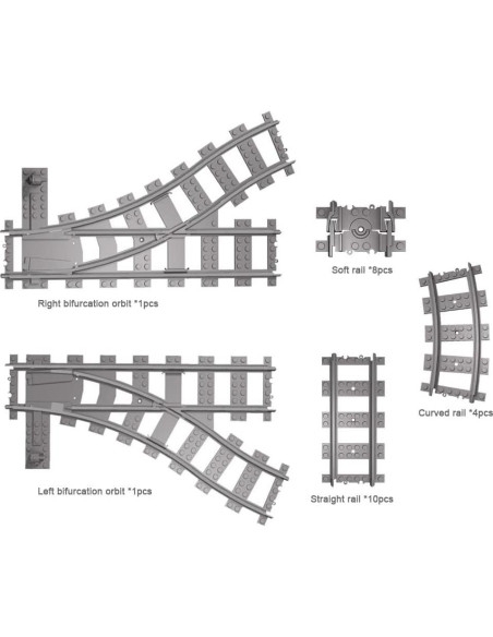 MISINI Kit de Vías de Tren de Ciudad 39 Piezas 0.68 kg MISINI Kit de Vías de Tren de Ciudad 39 Piezas 0.68 kg