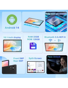 Tableta SUAAT S10 Android 14 10.1" 22GB RAM 128GB ROM 2