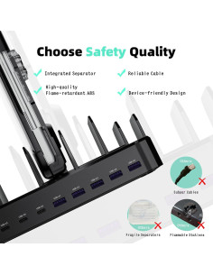 Estación de Carga 320W Zobirez 10 Puertos USB-C Negro 2