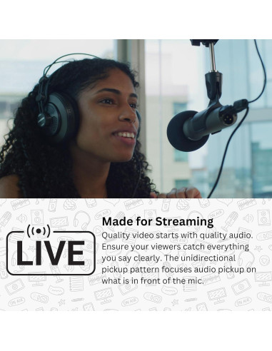 Micrófono dinámico USB Samson Q2U negro con soporte y filtro