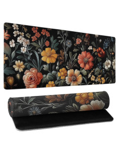 Alfombrilla de Ratón Grande Kawani Floral Estética Vintage 80x30cm