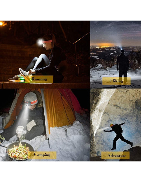 Paquete de 4 Linternas Frontales LED GaiGaiMall Ligeras