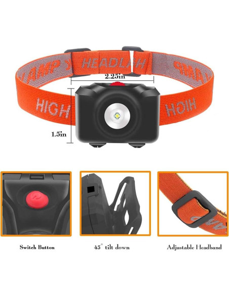 Paquete de 4 Linternas Frontales LED GaiGaiMall Ligeras