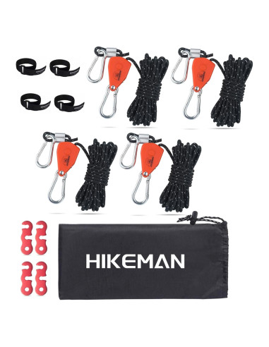 Cuerda de Camping HIKEMAN 4m Ajustable con Polea y Carabineros