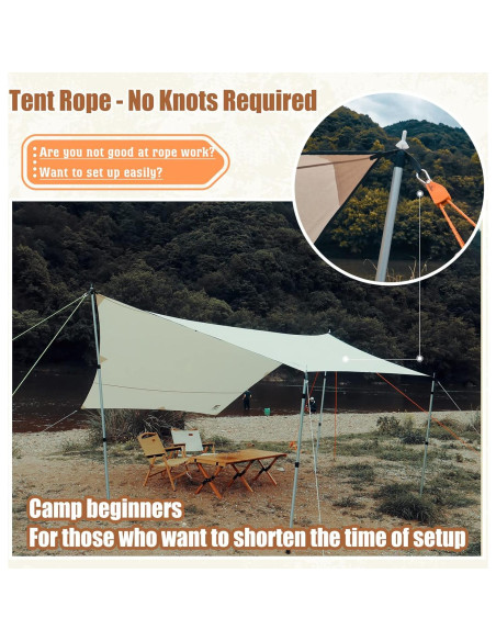 Cuerda de Camping HIKEMAN 4m Ajustable con Polea y Carabineros